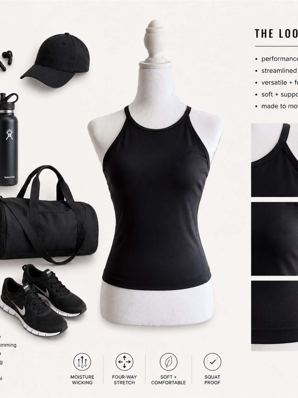 LULULEMON Flow Y cropped Black Racerback Tank Top - Sleek Athletic Fit